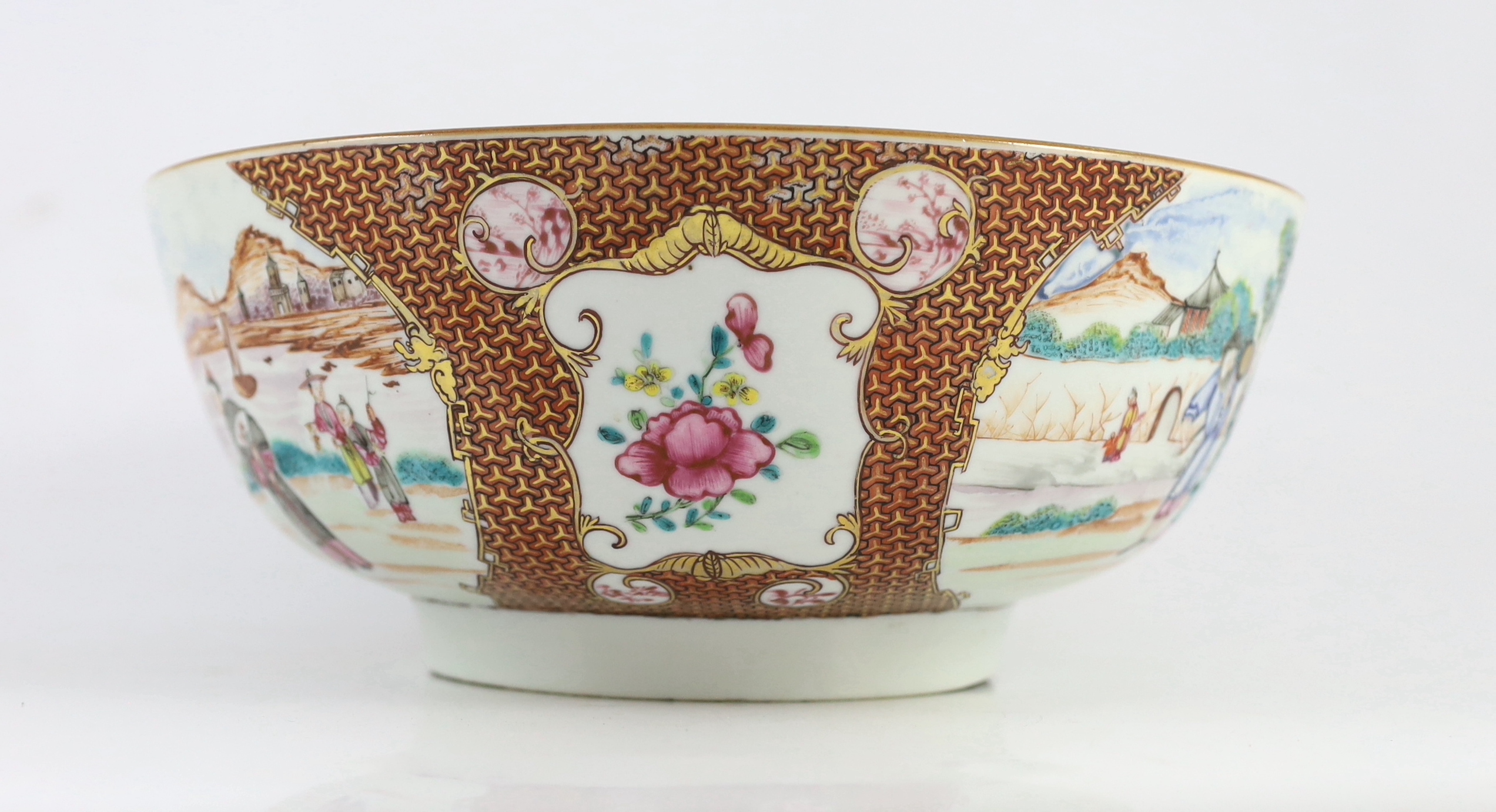 A Chinese enamelled porcelain Mandarin pattern bowl, Qianlong period